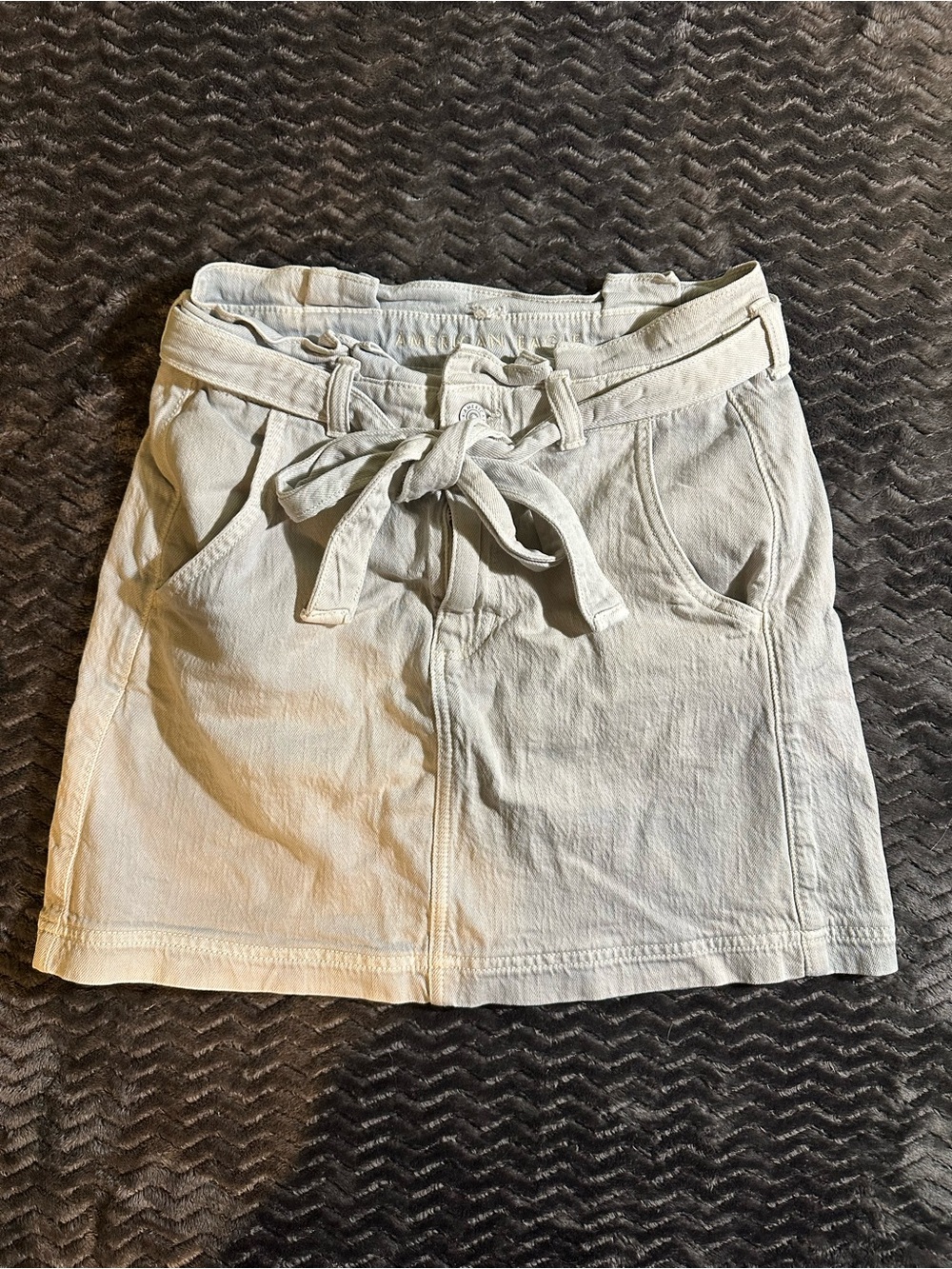 American Eagle Outfitters Cream Tie-Waist Mini Skirt
